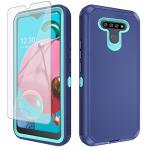 Asuwish Phone Case for LG K51/Reflect LTE/Q51 with Screen Protector and Cell Cover Hybrid Rugged Shockproof Hard Protective Accessories LGK51 K 51 51K L555DL 2020 LGK51Phone LG51Cases Women Men Blue