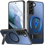 OWKEY for Samsung Galaxy S21 Case with Stand, Magnetic Shockproof Case Fit for Magsafe Translucent Matte Cover for Samsung S21, Black