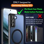 OWKEY for Samsung Galaxy S21 Case with Stand, Magnetic Shockproof Case Fit for Magsafe Translucent Matte Cover for Samsung S21, Black