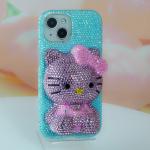 Sanrio Kawaii Hello Kitty Mobile Phone Case Handmade Diamond for Iphone17 16 15 14 Cute Rhinestones Anime Anti-Fall Girls Gift