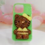 Sanrio Kawaii Hello Kitty Mobile Phone Case Handmade Diamond for Iphone17 16 15 14 Cute Rhinestones Anime Anti-Fall Girls Gift