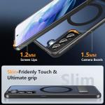 OWKEY for Samsung Galaxy S21 Case with Stand, Magnetic Shockproof Case Fit for Magsafe Translucent Matte Cover for Samsung S21, Black