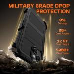 for iPhone 15 Case with Belt Clip Holster,Military Grade Anti-Drop Shockproof Defender Phone Cases w/2x Screen Protectors & Kickstand,2 Layers Rugged Heavy Duty Protective Bumper Cover (Black)