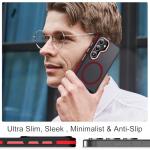 MALEWOLF for Galaxy S25+ Plus Case with Invisible Stand, [Military Drop Protection] Semi-Transparent S25 Plus Phone Case Compatible with Magsafe, Anti-Slip Cover Galaxy S25+ Magnetic Case (Black/Red)