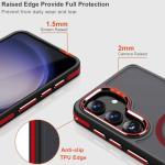 MALEWOLF for Galaxy S25+ Plus Case with Invisible Stand, [Military Drop Protection] Semi-Transparent S25 Plus Phone Case Compatible with Magsafe, Anti-Slip Cover Galaxy S25+ Magnetic Case (Black/Red)