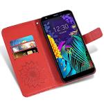 Phone Case for LG Aristo 4 Plus 4+/Tribute Royal X320/Escape Plus/Journey LTE L322DL/K30 2019/Arena 2/X2 2019/Prime 2 Wallet with Tempered Glass Screen Protector Flip Cover Card Holder Stand Cell Red