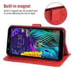 Phone Case for LG Aristo 4 Plus 4+/Tribute Royal X320/Escape Plus/Journey LTE L322DL/K30 2019/Arena 2/X2 2019/Prime 2 Wallet with Tempered Glass Screen Protector Flip Cover Card Holder Stand Cell Red