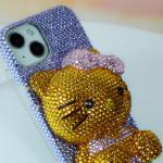 Kawaii Hello Kitty Mobile Phone Case Sanrio Handmade Diamond for Iphone17 16 15 14 Case Rhinestones Anime Anti-Fall Girls Gift