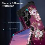 Hocase for Galaxy S23 Ultra Case, Shockproof Heavy Duty Hard Plastic+Soft Silicone Rubber Bumper Hybrid Dual-Layer Protective Case for Samsung Galaxy S23 Ultra 6.8"" 2023 - Royal Purple Flowers