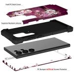 Hocase for Galaxy S23 Ultra Case, Shockproof Heavy Duty Hard Plastic+Soft Silicone Rubber Bumper Hybrid Dual-Layer Protective Case for Samsung Galaxy S23 Ultra 6.8"" 2023 - Royal Purple Flowers