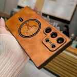 Magnetic Leather Case for Samsung Galaxy S26 Ultra S26 Plus S26 Cover 3D Emboss Pattern Vintage Wireless Charging Mag-safe Shell