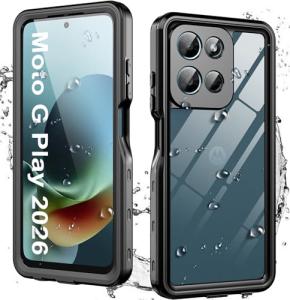for Motorola Moto G Play 2026 Phone Case with Built-in Screen Protector, Waterproof Case Rugged Full Body Underwater Dustproof Shockproof Drop Proof Protective Cover for Motorola G Play 2026, Black