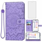Phone Case for LG Velvet 5G/LGVelvet Verizon G5 UW T-Mobile 2020 Wallet Cases with Tempered Glass Screen Protector Leather Slim Flip Cover Card Holder Stand Cell LM G900UM 4G Tmobile Women Purple