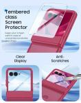 oupeigar for Motorola Razr Ultra 2025 Case, Built-in Screen Protector, Hinge Protection, Wireless Charging, Skin Feel, Ultra-Thin Translucent Shockproof Phone Case for Moto Razr Ultra 2025 -Rose Red