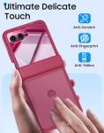 oupeigar for Motorola Razr Ultra 2025 Case, Built-in Screen Protector, Hinge Protection, Wireless Charging, Skin Feel, Ultra-Thin Translucent Shockproof Phone Case for Moto Razr Ultra 2025 -Rose Red