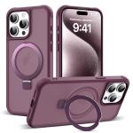 SKYLMW Compatible with iPhone 15 Pro Case with Invisible Magnetic O-Ring Stand Military-Grade Translucent Case for iPhone 15 Pro 6.1" [Compatible with Mag-Safe][Great Grip Feeling], Wine Red