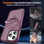 SKYLMW Compatible with iPhone 15 Pro Case with Invisible Magnetic O-Ring Stand Military-Grade Translucent Case for iPhone 15 Pro 6.1" [Compatible with Mag-Safe][Great Grip Feeling], Wine Red