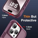 SKYLMW Compatible with iPhone 15 Pro Case with Invisible Magnetic O-Ring Stand Military-Grade Translucent Case for iPhone 15 Pro 6.1" [Compatible with Mag-Safe][Great Grip Feeling], Wine Red