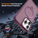 SKYLMW Compatible with iPhone 15 Pro Case with Invisible Magnetic O-Ring Stand Military-Grade Translucent Case for iPhone 15 Pro 6.1" [Compatible with Mag-Safe][Great Grip Feeling], Wine Red
