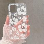 White Flower Clear Phone Case For iPhone 16 14 13 11 12 15 Pro Max 16E SE2 7 8 Plus XR X XS MAX Airbag Shockproof Phone Cover