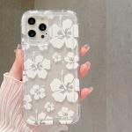 White Flower Clear Phone Case For iPhone 16 14 13 11 12 15 Pro Max 16E SE2 7 8 Plus XR X XS MAX Airbag Shockproof Phone Cover