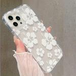 White Flower Clear Phone Case For iPhone 16 14 13 11 12 15 Pro Max 16E SE2 7 8 Plus XR X XS MAX Airbag Shockproof Phone Cover