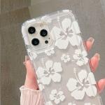 White Flower Clear Phone Case For iPhone 16 14 13 11 12 15 Pro Max 16E SE2 7 8 Plus XR X XS MAX Airbag Shockproof Phone Cover