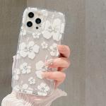 White Flower Clear Phone Case For iPhone 16 14 13 11 12 15 Pro Max 16E SE2 7 8 Plus XR X XS MAX Airbag Shockproof Phone Cover