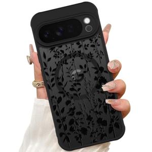 ZIYE Magnetic Case for Google Pixel 10 Pro XL 6.8 Inch [Compatible with MagSafe] Hard PC and Soft TPU Case with Black Floral Flowers Anti-Scratch Shockproof Protection Phone Cover for Women