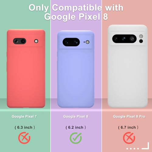 Lavender Purple Silicone Google Pixel 8 Case with Protectors