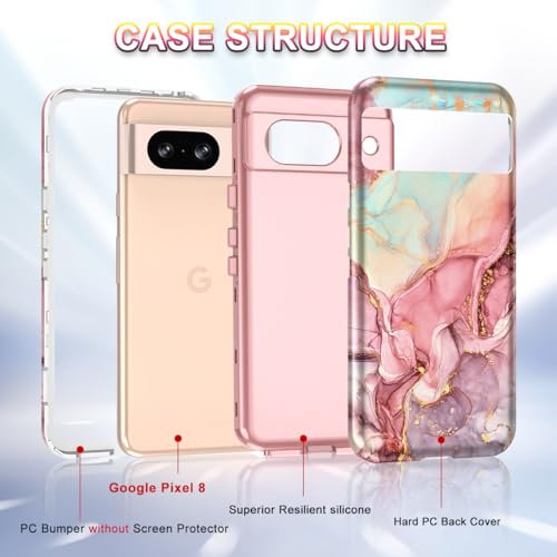 Google Pixel 8 Case Marble Pattern Heavy Duty