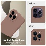 FireNova Designed for iPhone 14 Pro Case, Silicone Upgraded [Camera Protection] Phone Case with [2 Screen Protectors], Soft Anti-Scratch Microfiber Lining Inside, 6.1 inch, Light Brown