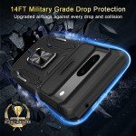 DEERLAMN Case for Google Pixel 7 with Slide Camera Cover+Screen Protector(1 Pack), Rotated Ring Kickstand Military Grade Shockproof Protective Cover-Black