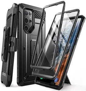 SUPCASE for Samsung Galaxy S22 Ultra Case with Stand, [Unicorn Beetle Pro] [2 Front Frames] [Built-in Screen Protector & Belt-Clip] Military-Grade Protection Phone Case for Galaxy S22 Ultra, Black