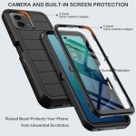 KECAI for Motorola Moto G 5G 2024 Case with Built-in Screen Protector,Belt Clip Holster,Heavy Duty Shockproof Drop Protection Military Grade Rugged Full Body Phone Cover with Kickstand (Black)