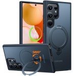 TORRAS 360°Spin Magnetic Stand for Samsung Galaxy S24 Ultra Case, Compatible with Magsafe, Military Grade Shockproof Slim Protective S24 Ultra Case with Kickstand & Ring Holder, Ostand Spin, Black