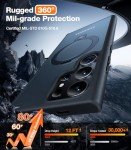 TORRAS 360°Spin Magnetic Stand for Samsung Galaxy S24 Ultra Case, Compatible with Magsafe, Military Grade Shockproof Slim Protective S24 Ultra Case with Kickstand & Ring Holder, Ostand Spin, Black