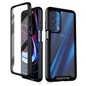 wahhle Compatible with Motorola Edge 5G UW Case, Built in Screen Protector Full Body Shockproof Slim Fit Bumper Protective Phone Cover for Edge 2021-Black/Clear
