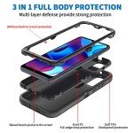 Anloes Case for Moto G Pure 2021/G Play 2023/G Power 2022, Motorola G Pure Phone Case Heavy Duty Shockproof Dustproof Protection, 3 in 1 Rugged Defender Protective Bumper Cover(Black)
