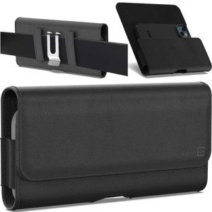 CoverON Holster for Motorola Moto G Power/G Play/Moto G 5G/ G Pure/Moto One 5G Plus/ G05 G15 E15 G100 Cell Phone Case Belt Clip Magnetic Close Carrying Leather Pouch (Fits with Otterbox or Case on)