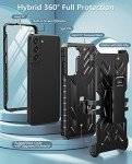 WTYOO for Samsung Galaxy S21 FE Case: Rugged Durable Armor Shell with Kickstand & Holster | Shockproof Protector Heavy Duty Military Grade Protection Matte Textured Mobile Phone Cover - Black