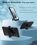 WTYOO for Samsung Galaxy S21 FE Case: Rugged Durable Armor Shell with Kickstand & Holster | Shockproof Protector Heavy Duty Military Grade Protection Matte Textured Mobile Phone Cover - Black