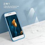 Miracase Ultra Slim Designed for iPhone SE Case 2022(3rd Gen)/iPhone SE 2020 Case(2nd Gen)/iPhone 7 Case/iPhone 8 Case with Screen Protector, Multi-Color Silicone Shockproof Phone Case(Capri Blue)