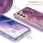 ESDOT for Samsung Galaxy S21 Case,Military Grade Passing 21ft Drop Test,Rugged Cover with Fashionable Designs for Women Girls,Shockproof Protective Phone Case for Galaxy S21 6.2" Glitter Purple Marble