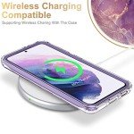 ESDOT for Samsung Galaxy S21 Case,Military Grade Passing 21ft Drop Test,Rugged Cover with Fashionable Designs for Women Girls,Shockproof Protective Phone Case for Galaxy S21 6.2" Glitter Purple Marble