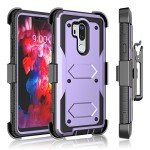 Tekcoo Holster Clip for LG G7 ThinQ / 2018 LG G7, [Tshell] [Built-in Screen] Shock Absorbing Secure Swivel Locking Belt Defender Full Body Kickstand Carrying Sturdy Armor Case Cover [Lavender]