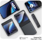 BSNRM for Motorola Razr Plus 2023 case, Built-in Screen Protector & Hinge Protection & Ultra Thin Matte PC Shockproof Phone Cover Smartphone Case for Moto Razr Plus 2023 (Black)