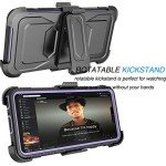 Tekcoo Holster Clip for LG G7 ThinQ / 2018 LG G7, [Tshell] [Built-in Screen] Shock Absorbing Secure Swivel Locking Belt Defender Full Body Kickstand Carrying Sturdy Armor Case Cover [Lavender]