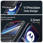 BSNRM for Motorola Razr Plus 2023 case, Built-in Screen Protector & Hinge Protection & Ultra Thin Matte PC Shockproof Phone Cover Smartphone Case for Moto Razr Plus 2023 (Black)