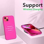 ORNARTO Compatible with iPhone 13 Case 6.1, Slim Liquid Silicone 3 Layers Full Covered Soft Gel Rubber Case Cover 6.1 inch-Hot Pink